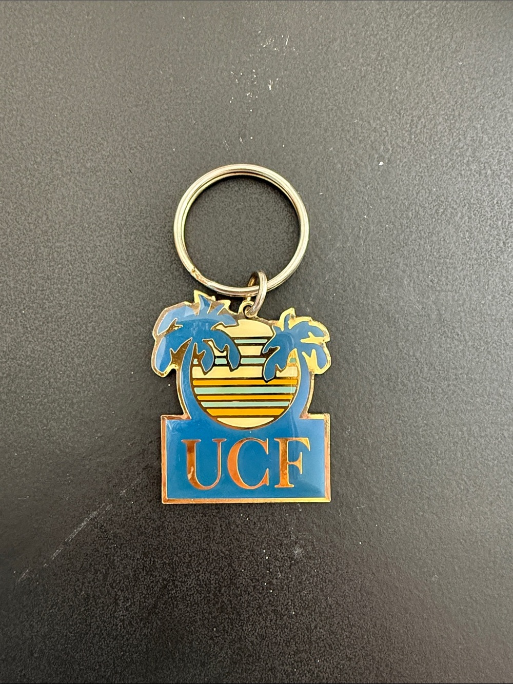 UCF Palm Tree Sunset Keychain - Blue & Yellow